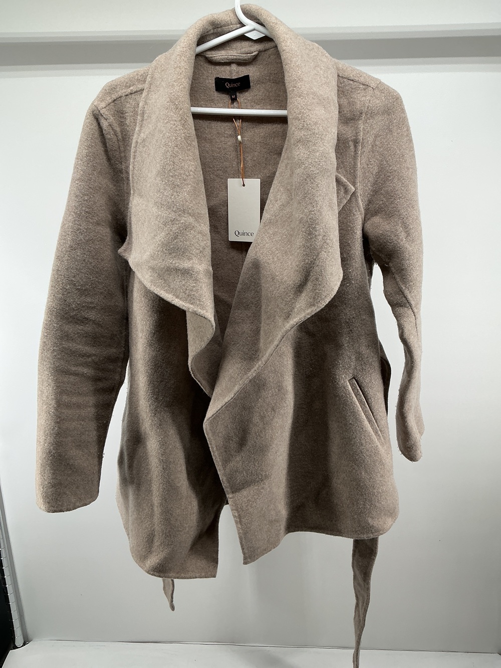 Double-Faced Merino Wool Draped Collar Short Wrap Coat